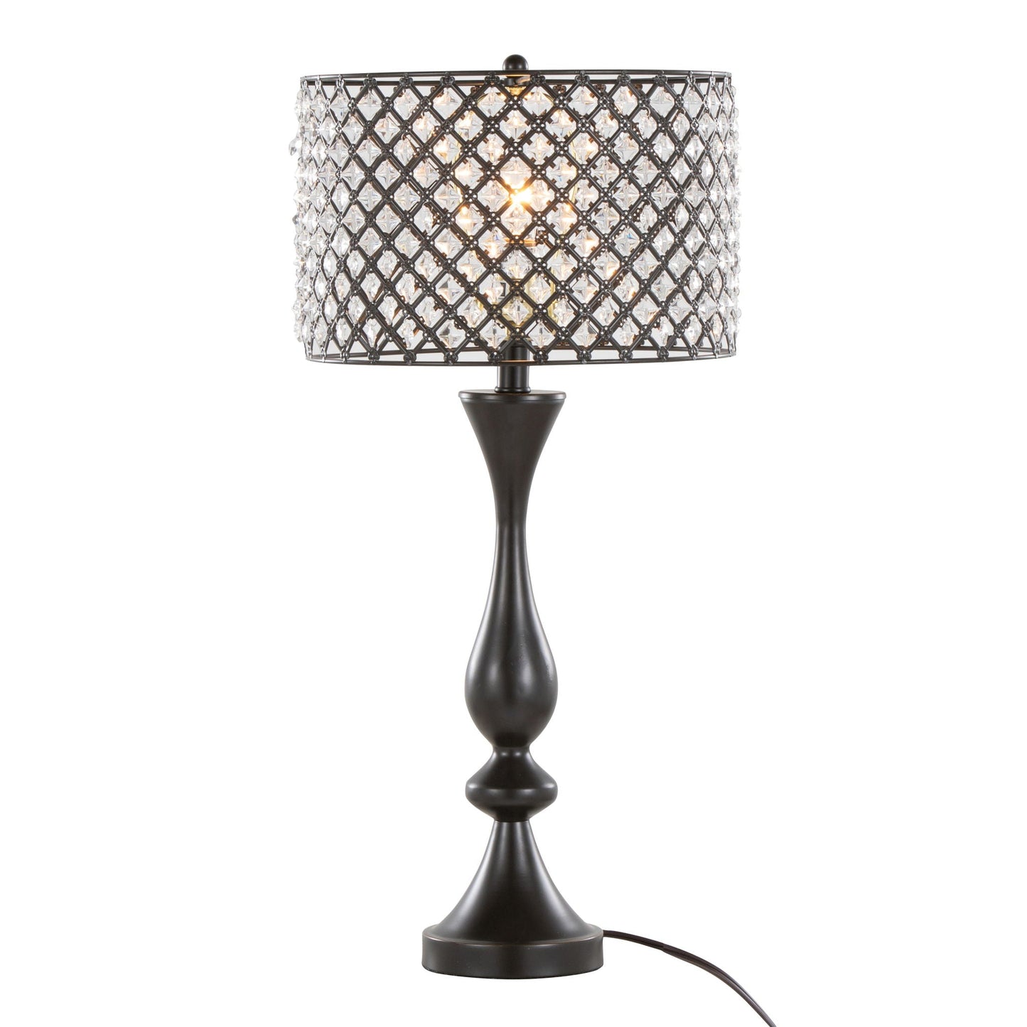 Topaz Contemporary Table Lamp with black metal lattice shade and crystal prisms by HouseOfZazla on Tampa Home & Garden Store