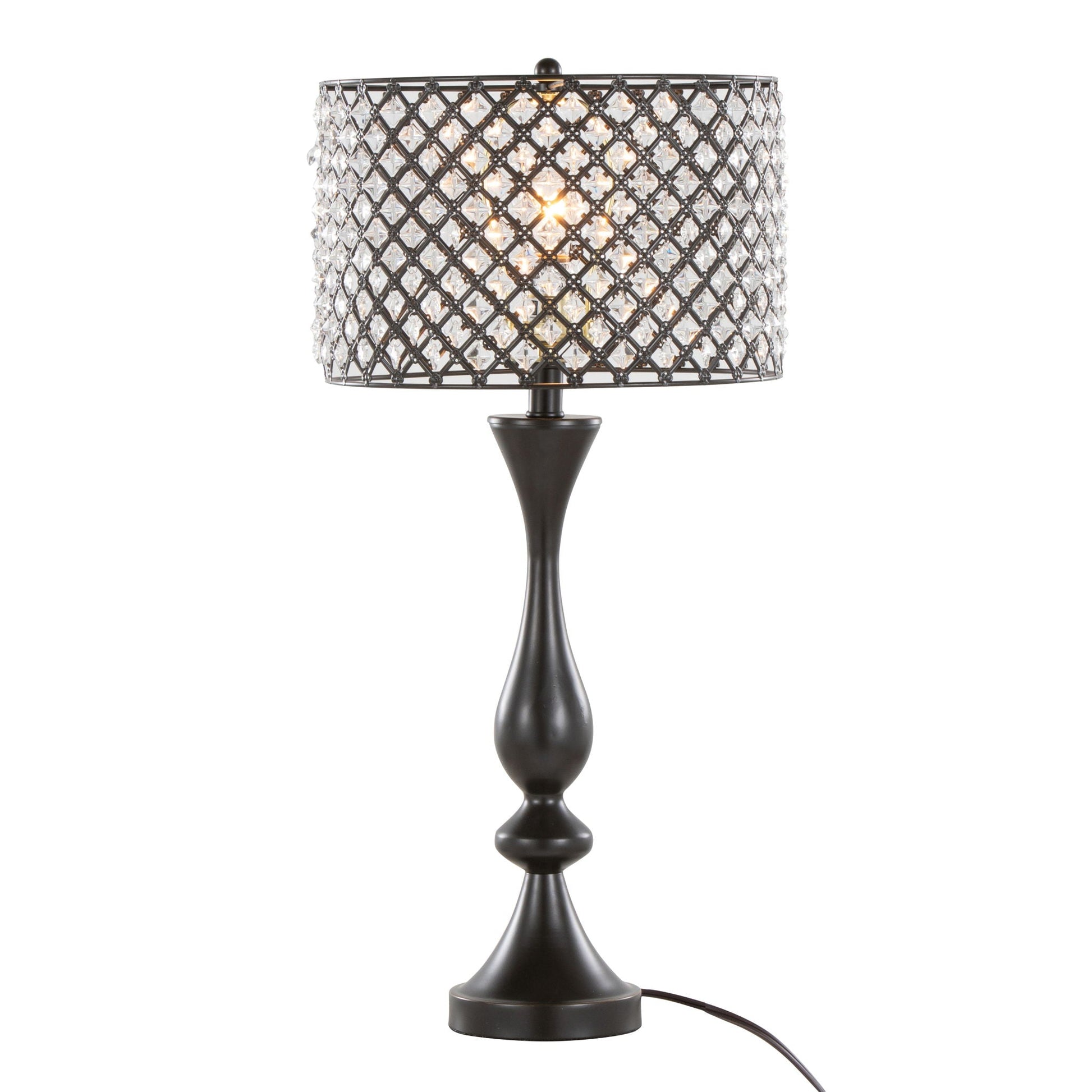 Topaz Contemporary Table Lamp with black metal lattice shade and crystal prisms by HouseOfZazla on Tampa Home & Garden Store