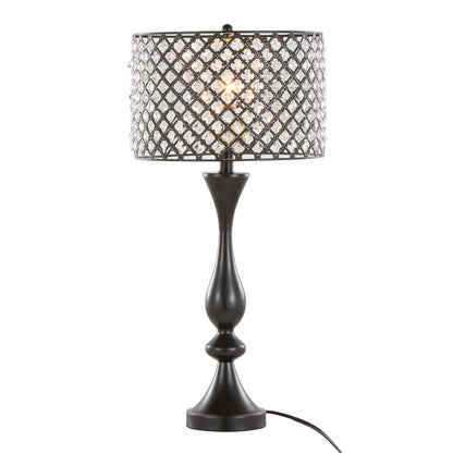 Topaz Contemporary Table Lamp with black metal lattice shade and crystal prisms by HouseOfZazla on Tampa Home & Garden Store
