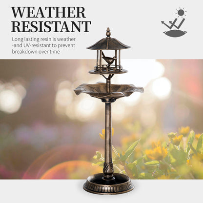 Outsunny 3-in-1 garden bird bath pedestal with bird feeder and planter, bronze finish on Tampa Home & Garden Store