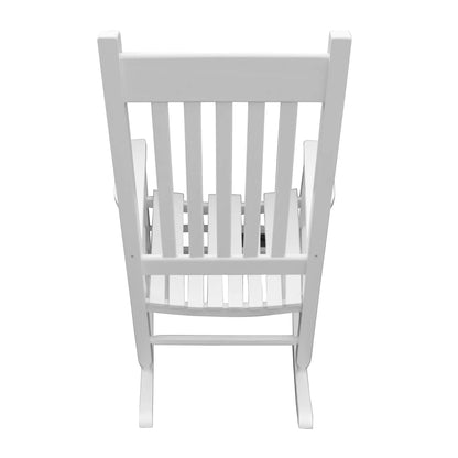 Classic wooden porch rocker chair white Populus wood, slatted back on Tampa Home & Garden Store