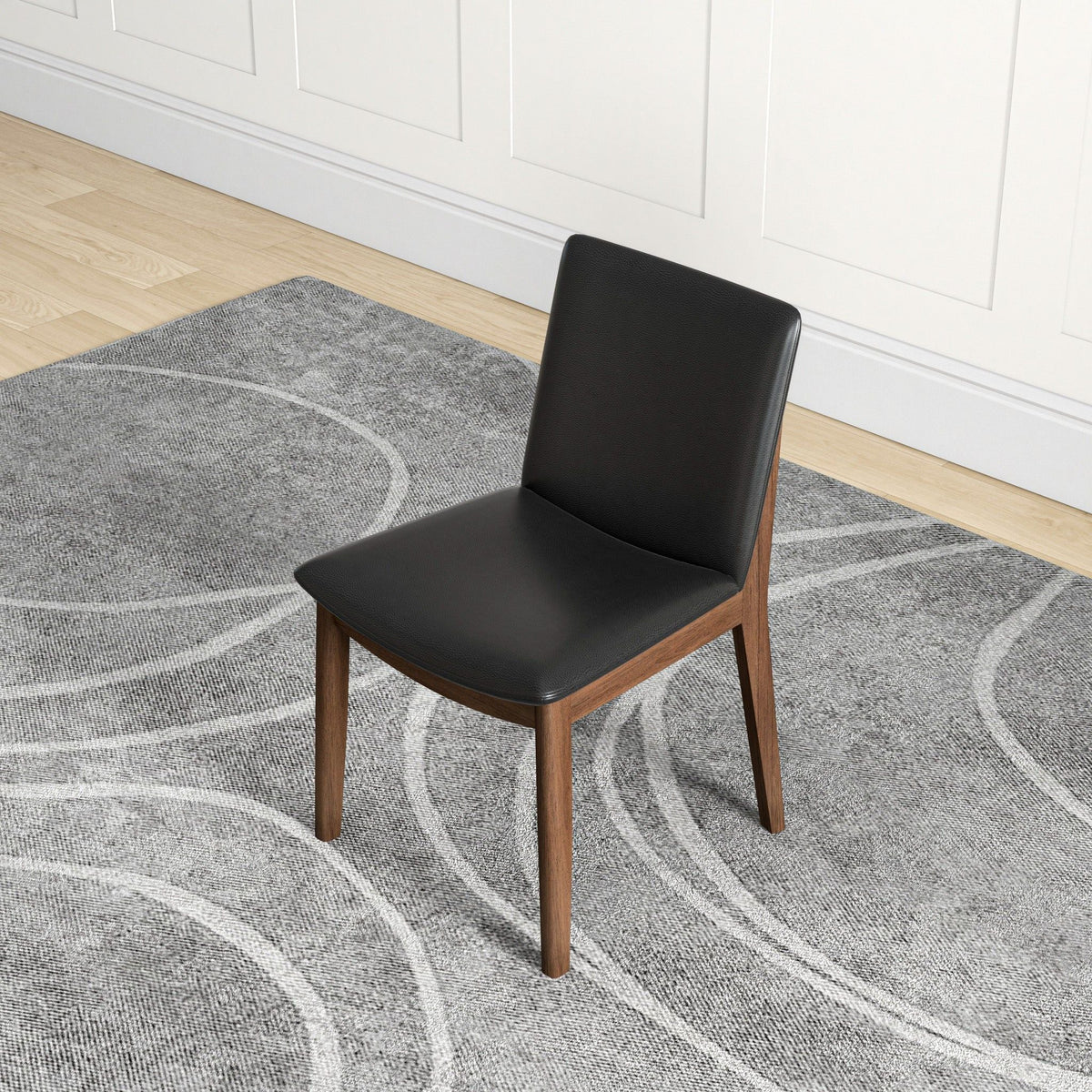 Mid-Century Modern solid wood dining chair by HouseOfZazla in black fabric upholstery on Tampa Home & Garden Store