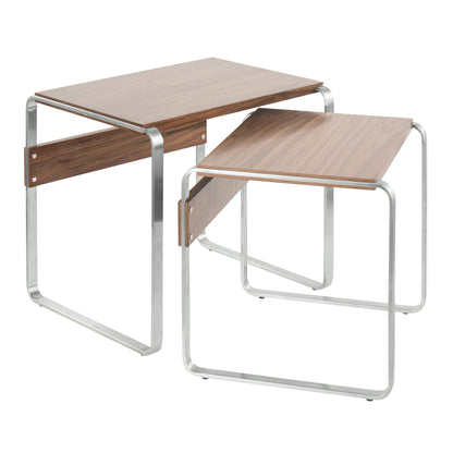 Nesting tables set of 2 with walnut tops and chrome frames by HouseOfZazla on Tampa Home & Garden Store