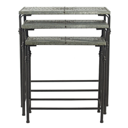 Gilbert nesting tables set of 3 with black metal frames and green metal tops by HouseOfZazla on Tampa Home & Garden Store