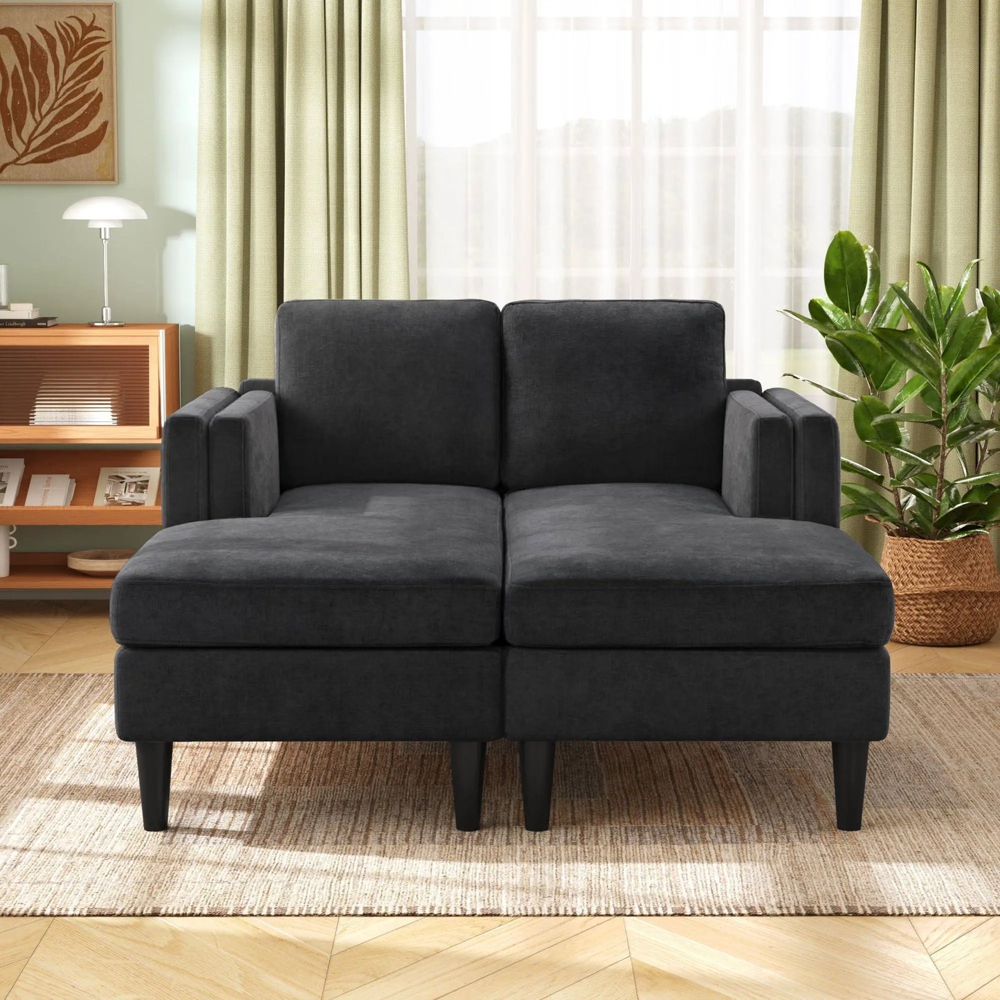 Chaise Lounge Sofa Bed With Dual Layer Armrests