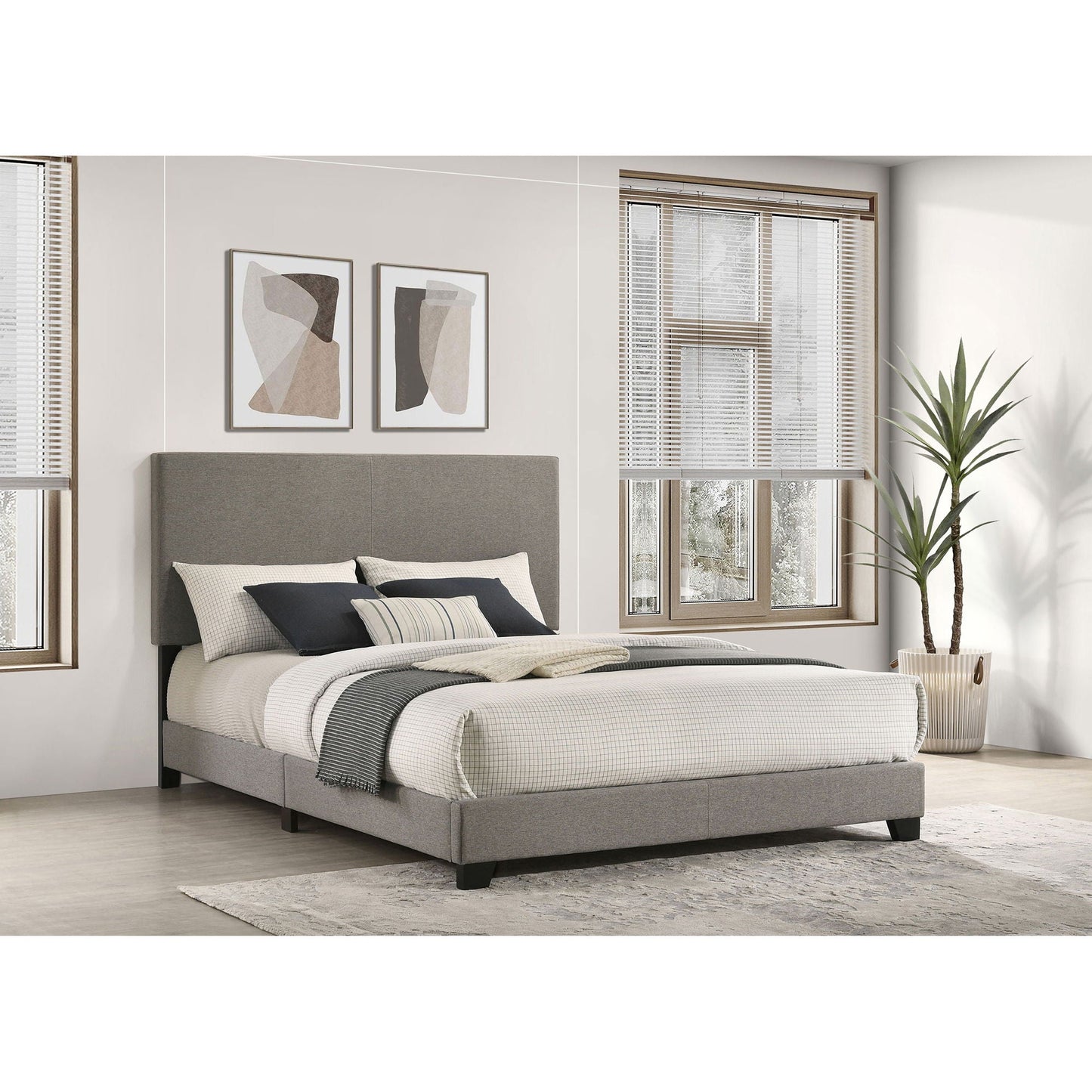 Efram Panel Bed, gray upholstered platform bed by HouseOfZazla on Tampa Home & Garden Store