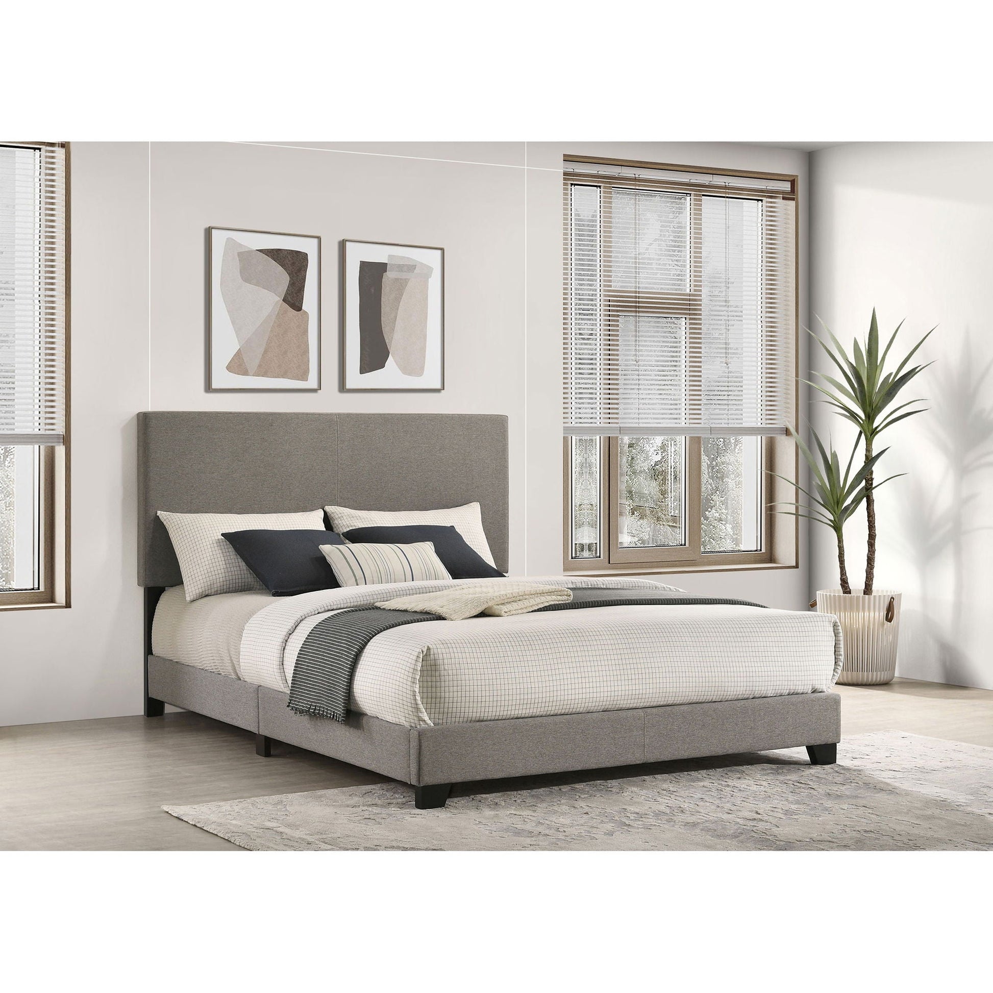 Efram Panel Bed, gray upholstered platform bed by HouseOfZazla on Tampa Home & Garden Store
