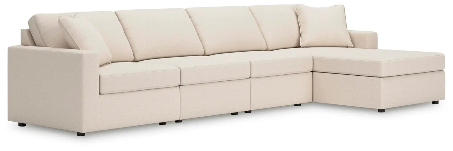 Modmax Oyster stationary sectional sofa in beige fabric with right chaise on Tampa Home & Garden Store