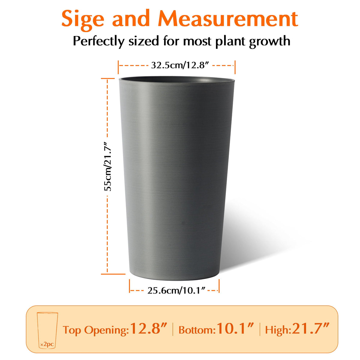 Planter For Outdoor gray planter by HouseOfZazla, tall tapered outdoor pot on Tampa Home & Garden Store