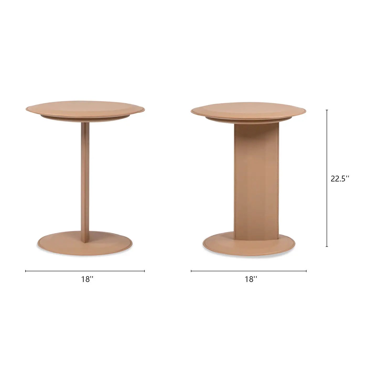 Mode leatherette round C-shaped side table saddle brown by Unique Piece Furniture, set of 2 on Tampa Home & Garden Store