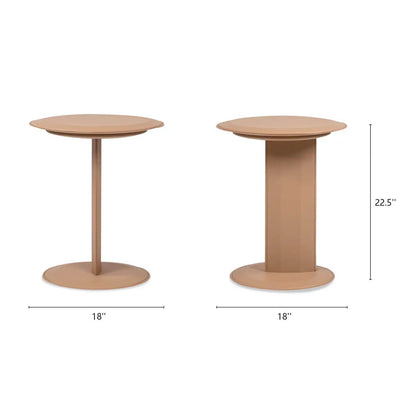Mode leatherette round C-shaped side table saddle brown by Unique Piece Furniture, set of 2 on Tampa Home & Garden Store