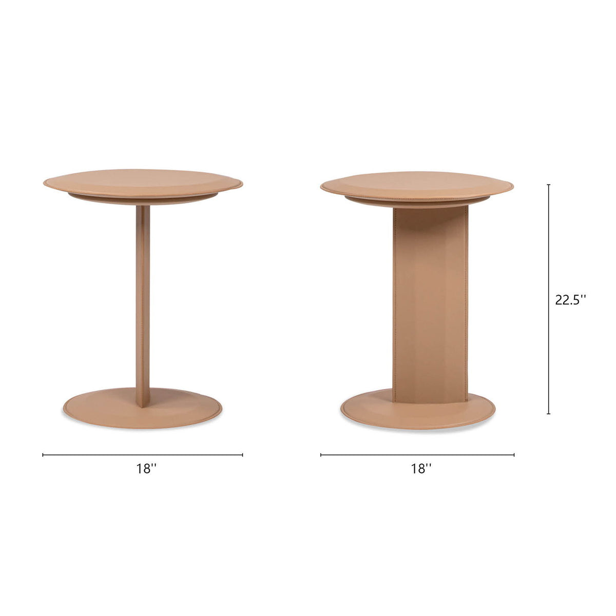 Leatherette C-Shaped Sofa Side Table Saddle Brown, set of two, 18in wide, 22.5in tall on Tampa Home & Garden Store