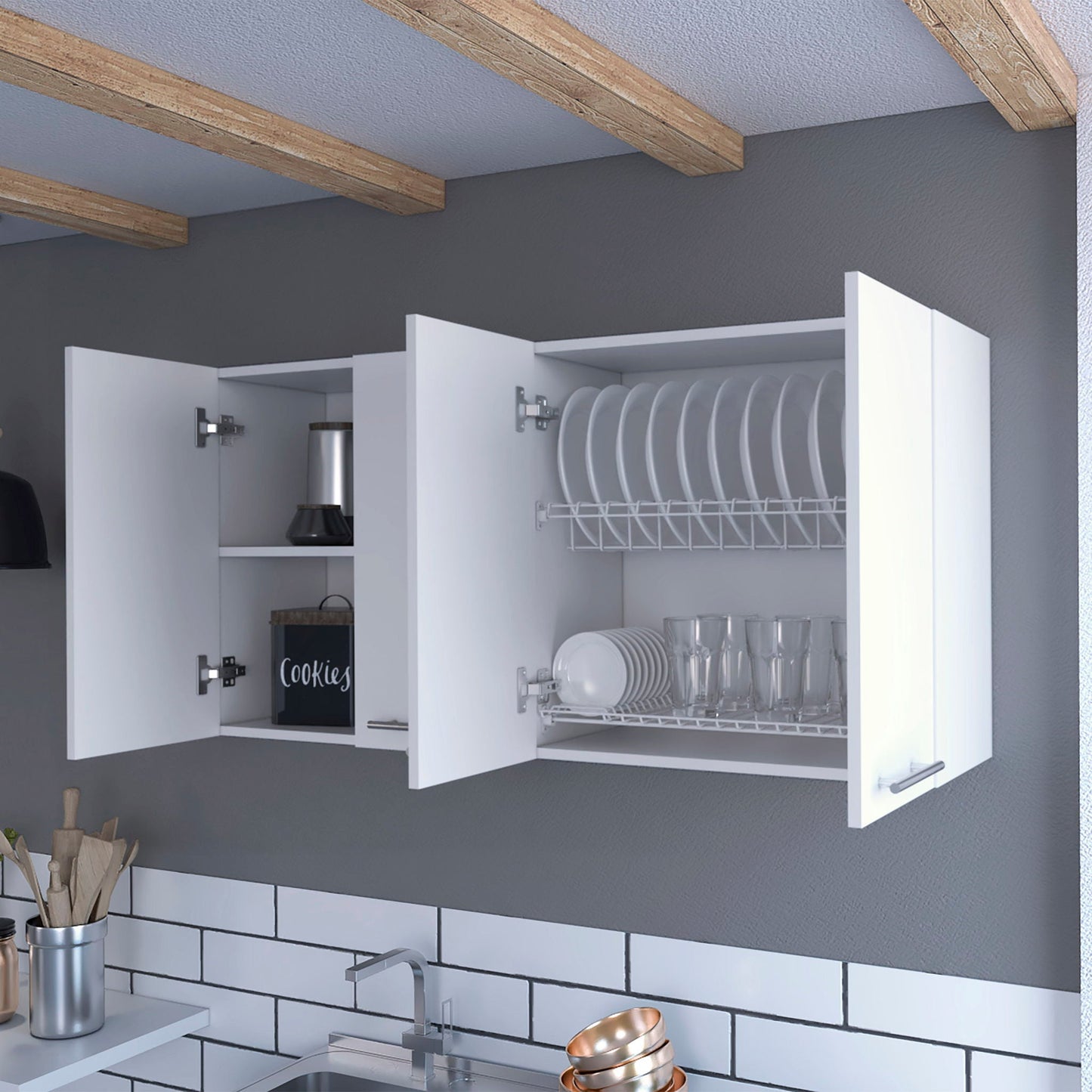 the White Durham Four Door Wall Kitchen Cabinet