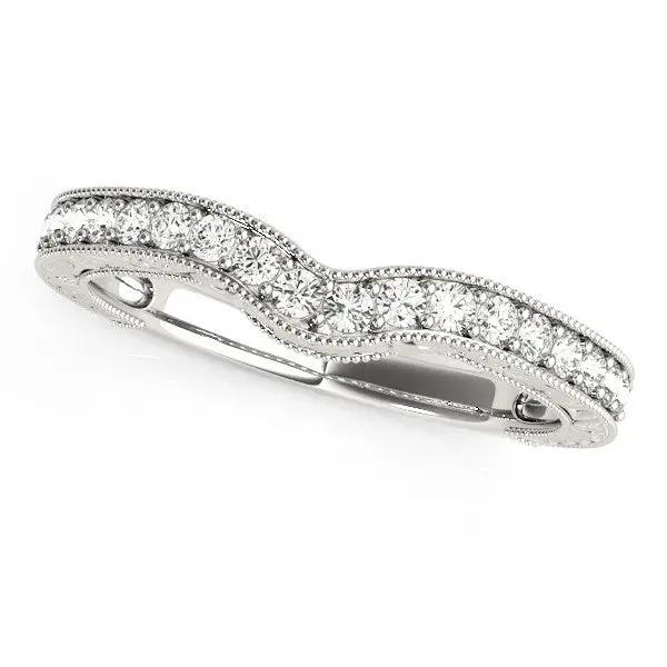 14k white gold curved diamond wedding band with bead border, 1/4 cttw, Bids.com on Tampa Home & Garden Store