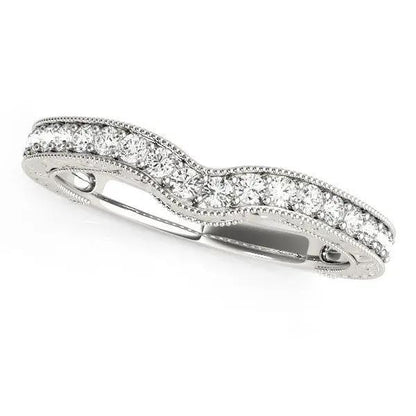 14k white gold curved diamond wedding band with bead border, 1/4 cttw, Bids.com on Tampa Home & Garden Store