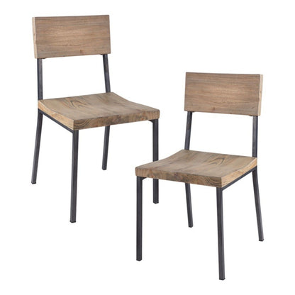 Tacoma Dining Chair Set with solid hardwood back and seat, gray metal legs, 3 chairs on Tampa Home & Garden Store