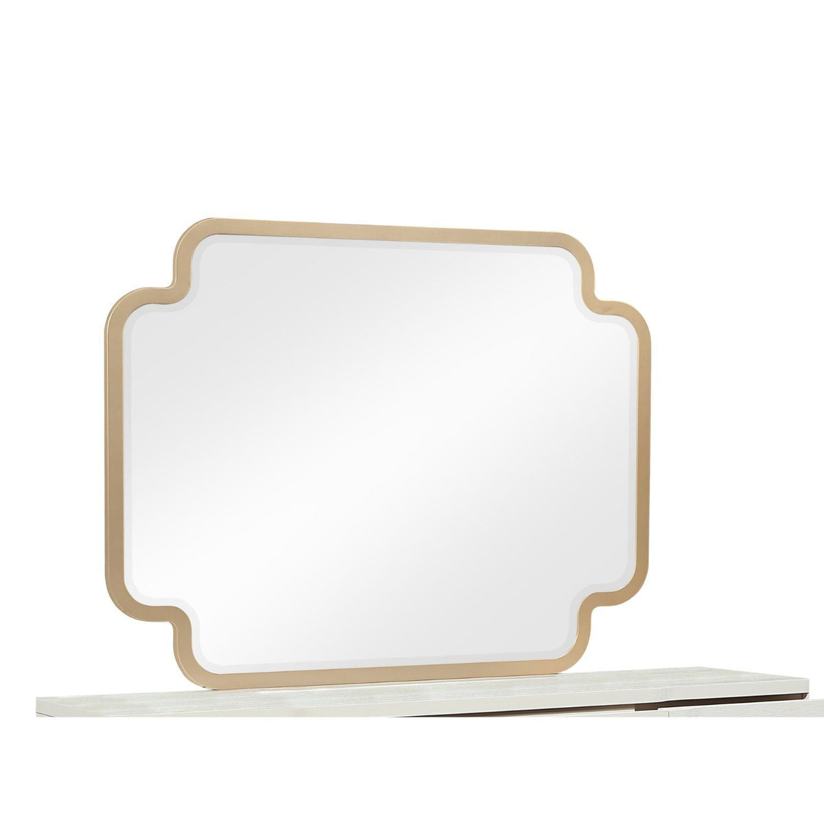 Lexington Bedroom Mirror beige with gold-tone frame, decorative wall mirror by HouseOfZazla on Tampa Home & Garden Store