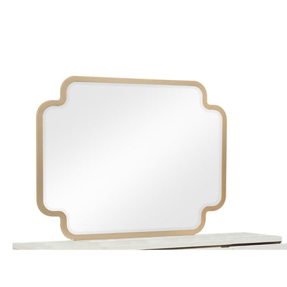 Lexington Bedroom Mirror beige with gold-tone frame, decorative wall mirror by HouseOfZazla on Tampa Home & Garden Store