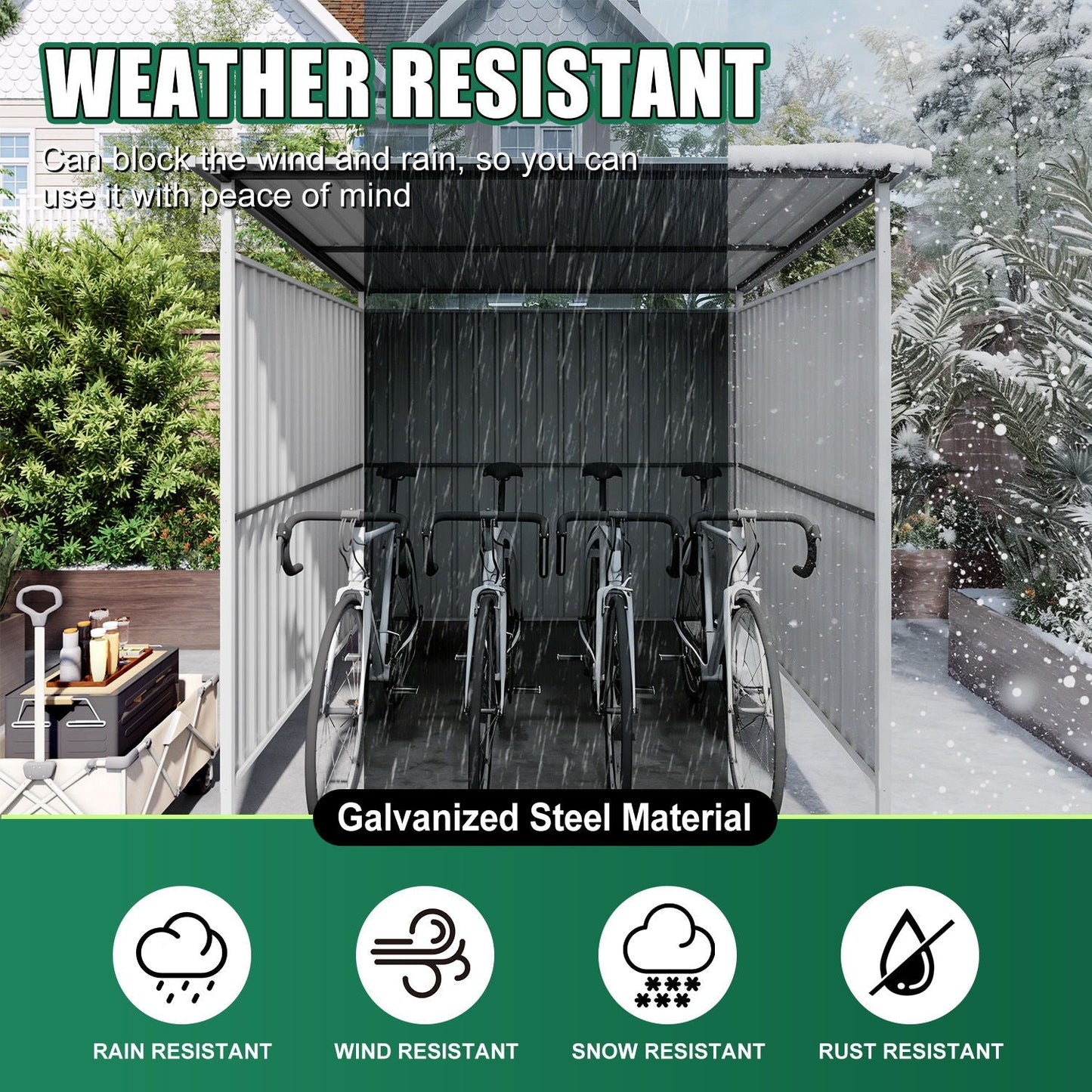 Outdoor Pergola and Bike Storage Gazebo Gray
