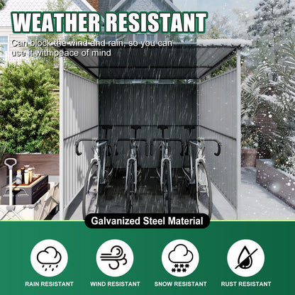 Outdoor Pergola and Bike Storage Gazebo Gray