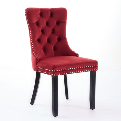 Classic Velvet Dining Chairs Burgundy set of 2 with tufted backs and nailhead trim on Tampa Home & Garden Store