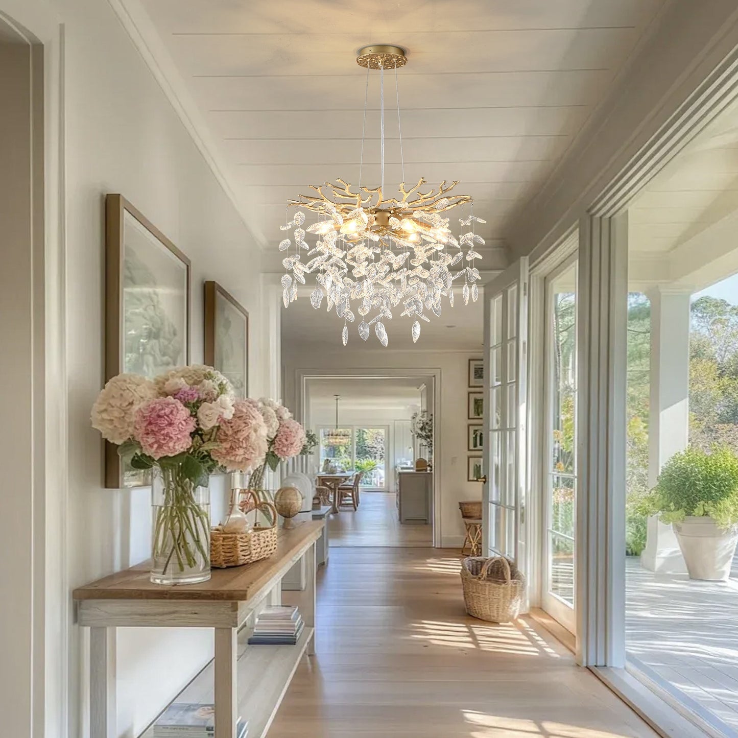 6-Light Chandelier Crystal Ceiling Lamp in gold finish with crystal drops by HouseOfZazla on Tampa Home & Garden Store