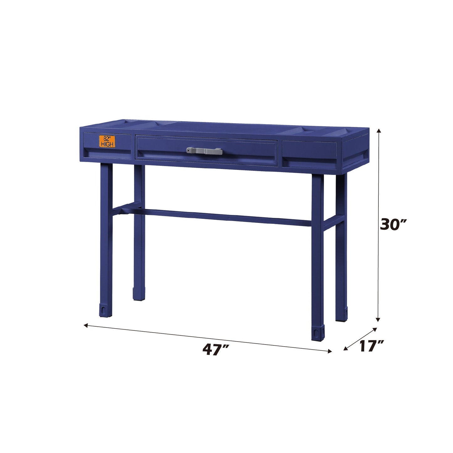 Cargo Vanity Desk with storage in blue metal, 47W x 17D x 30H by HouseOfZazla on Tampa Home & Garden Store