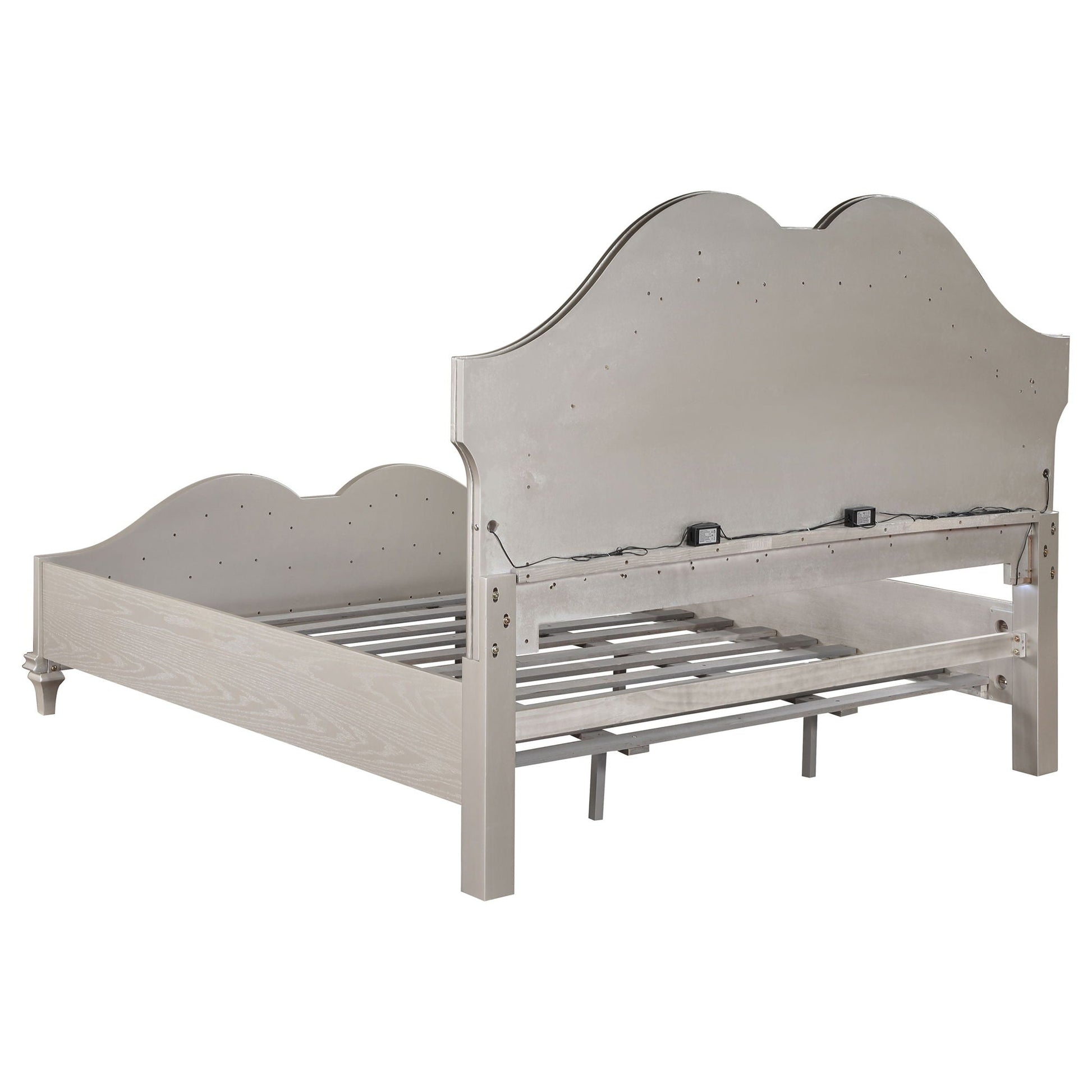 Katerina Platform Bed with LED Light by HouseOfZazla, silver metal bed frame on Tampa Home & Garden Store