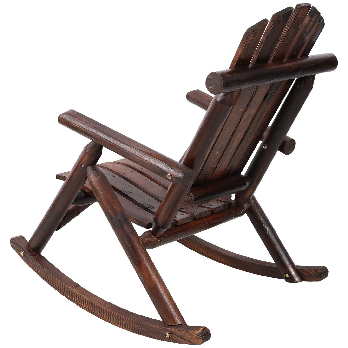 Durable Wooden Porch Rocker, fir log construction, stained finish, by Unique Piece Furniture on Tampa Home & Garden Store