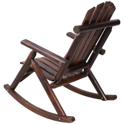Durable wooden porch rocker with fir log construction and dark stain finish on Tampa Home & Garden Store