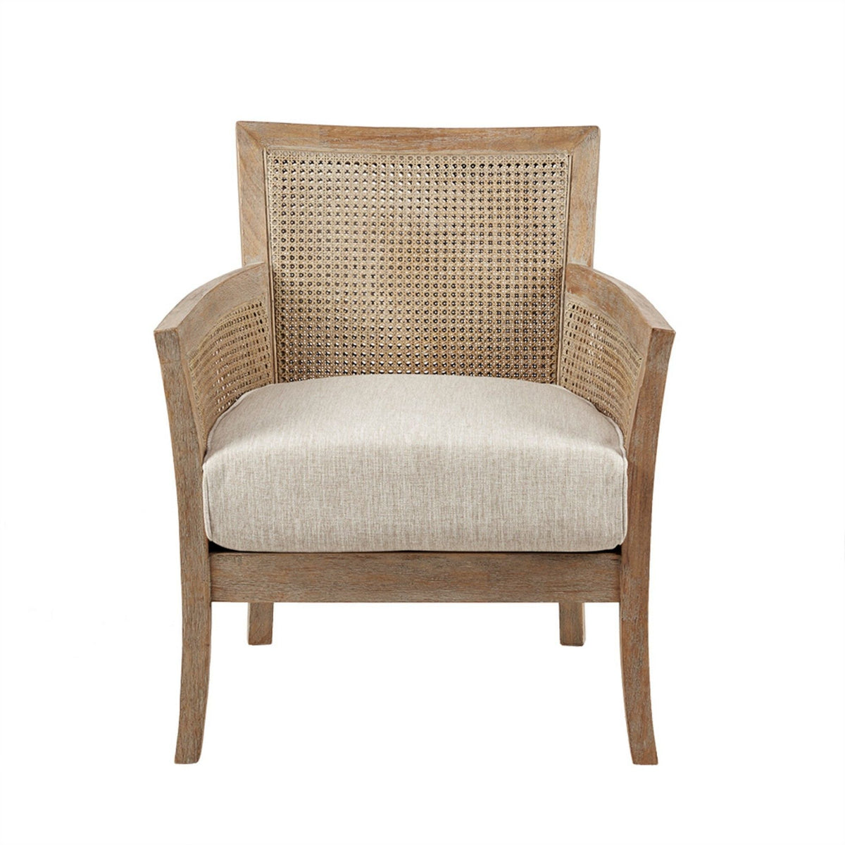 Cane armchair with high-density foam, cream upholstery, reclaimed wood frame HouseOfZazla on Tampa Home & Garden Store