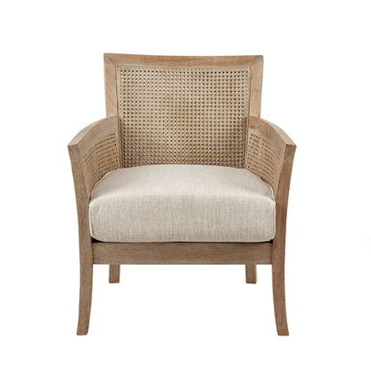 Cane armchair with high-density foam, cream upholstery, reclaimed wood frame HouseOfZazla on Tampa Home & Garden Store
