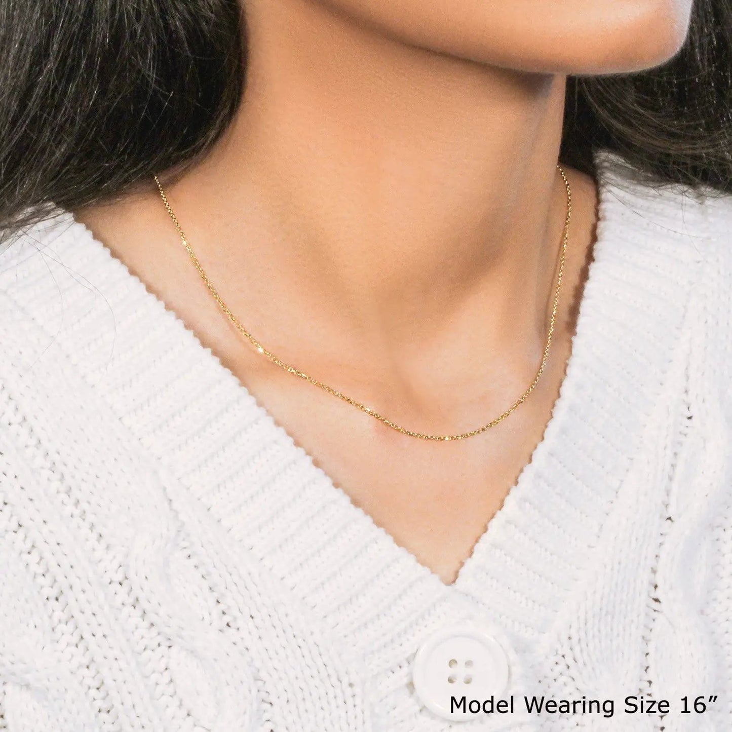 10k yellow gold diamond-cut cable link necklace, 1.10 mm, by Bids.com on Tampa Home & Garden Store