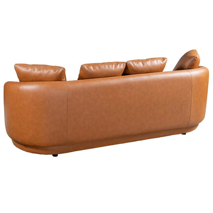 Dylan Modern French Boucle Sofa tan leather stationary sofa Unique Piece Furniture with rounded arms on Tampa Home & Garden Store