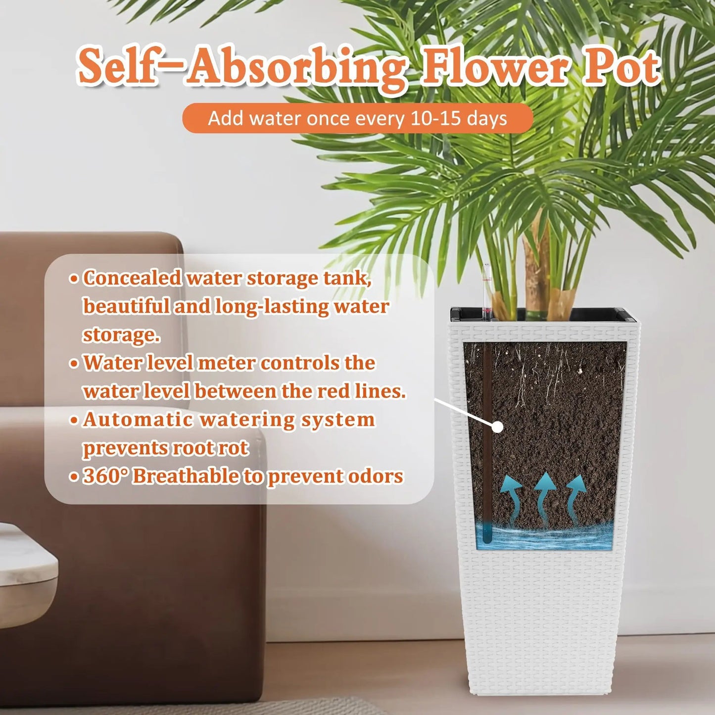 Indoor Outdoor Planter With Auto Watering