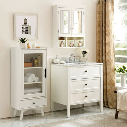 Bathroom Storage Cabinet With Mirror, White