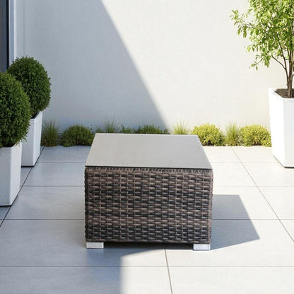 Cube Glass Outdoor Coffee Table and Aluminum Base