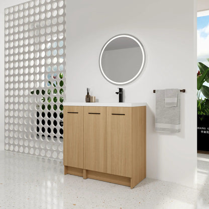 Wall Mounted Floating Vanity with Sink, 3 Doors