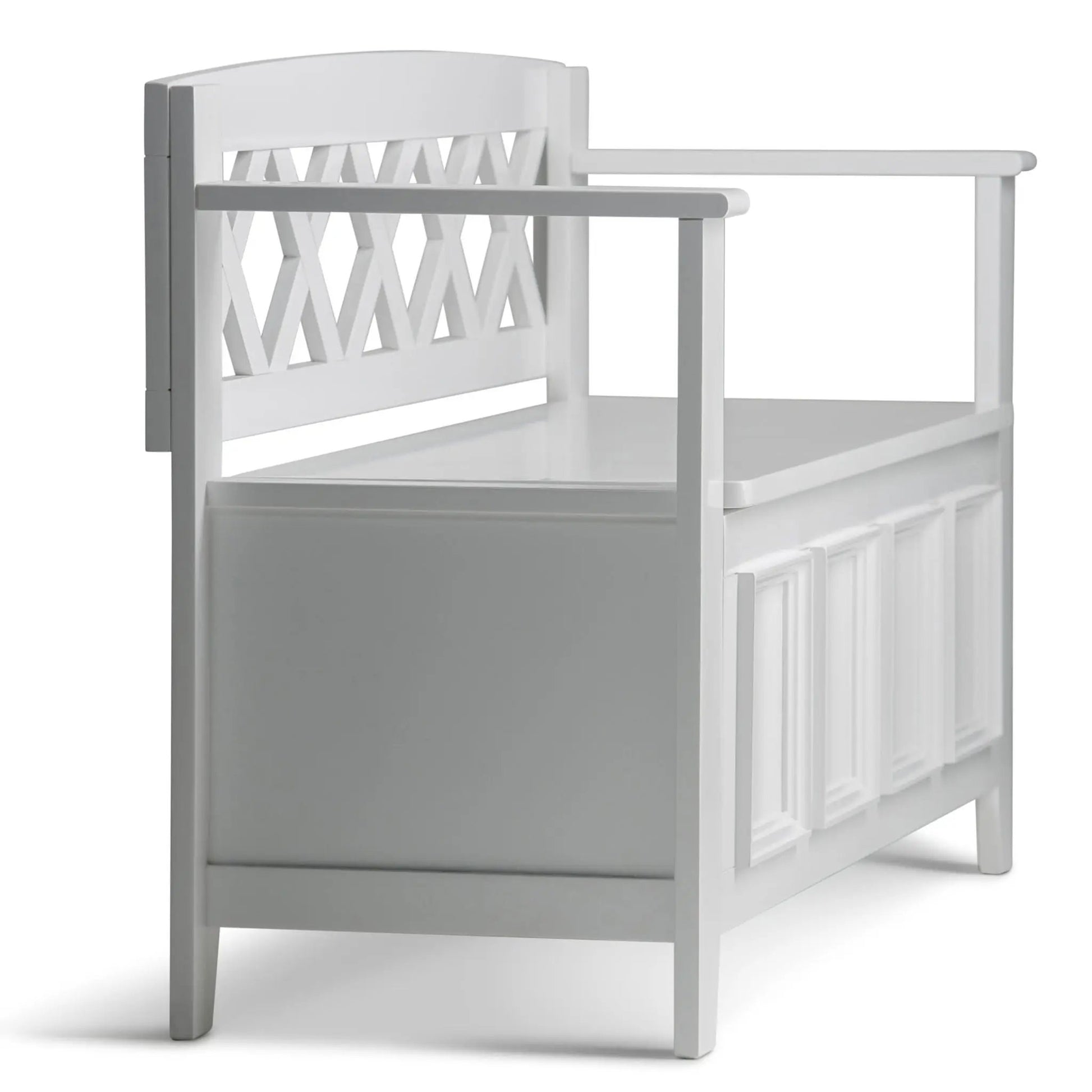 Amherst Handcrafted Entryway Storage Bench white with lattice back by Unique Piece Furniture on Tampa Home & Garden Store