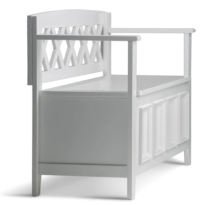 Amherst Handcrafted Entryway Storage Bench white with lattice back by Unique Piece Furniture on Tampa Home & Garden Store