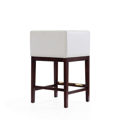 Counter height stool with cream upholstered seat and back, dark beech wood frame HouseOfZazla on Tampa Home & Garden Store
