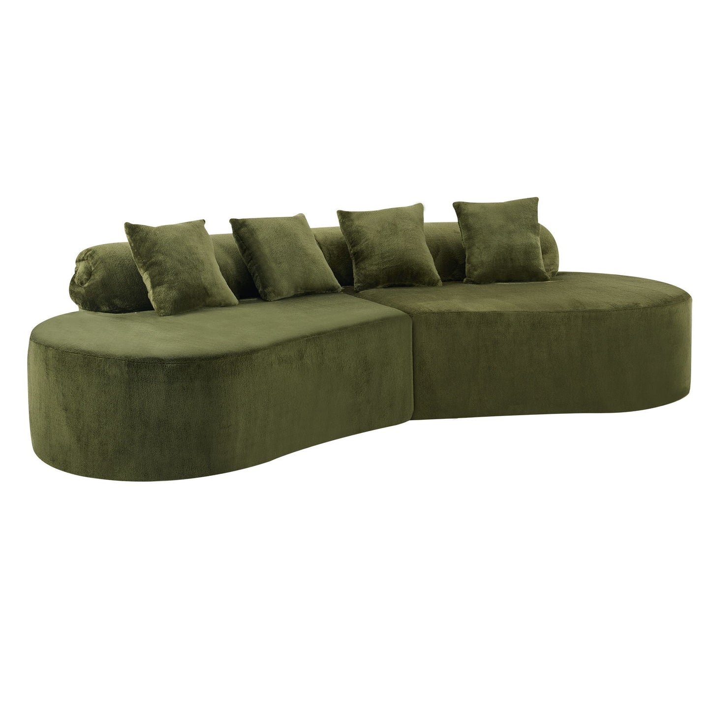 Modern Curved Sofa and the Soft Linen Pillows