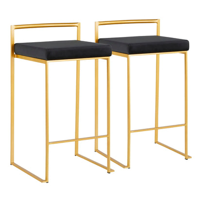 Fuji glam counter stools, gold metal, black cushions, set of 2 on Tampa Home & Garden Store