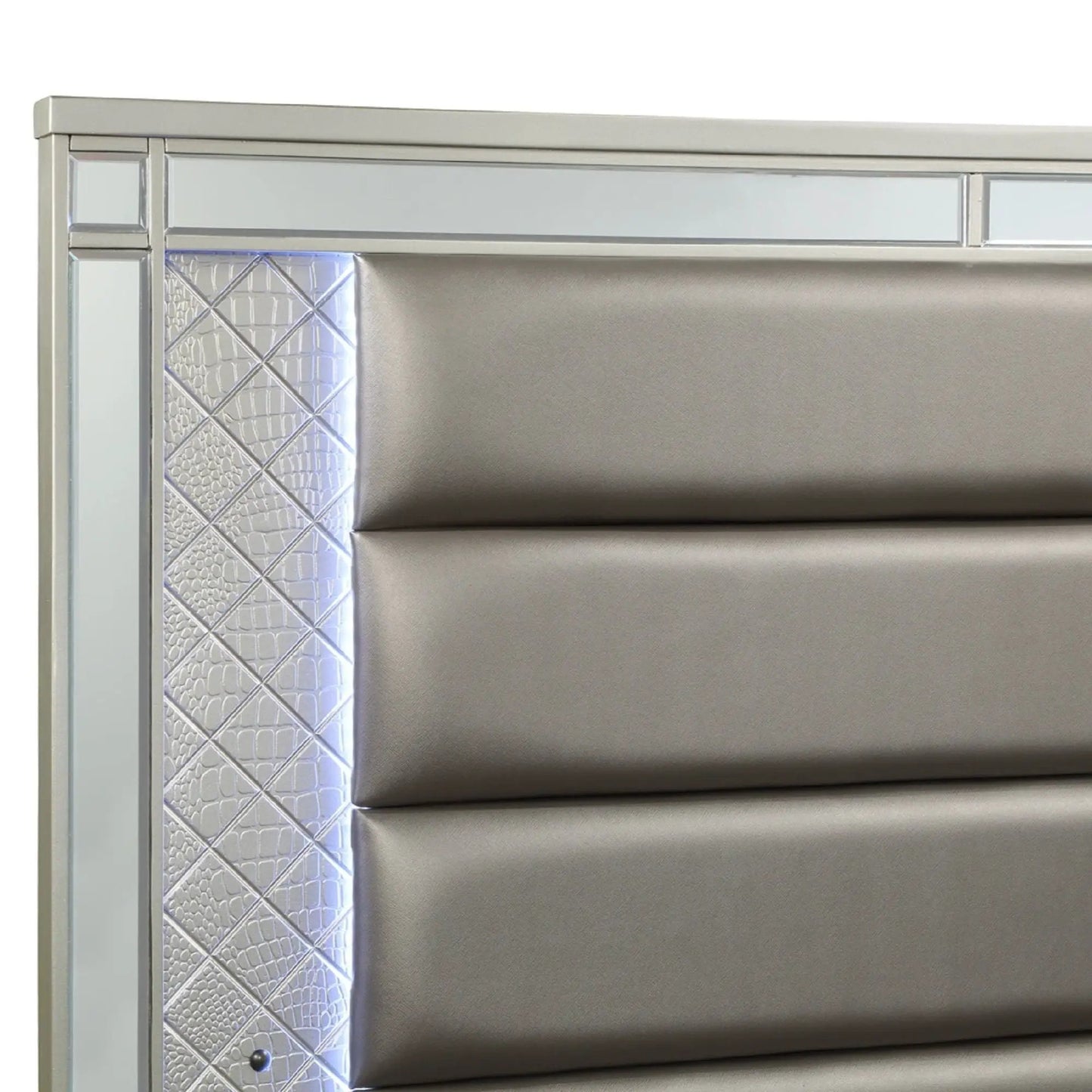 Modern Panel Bed With Tufted Design and Lighting
