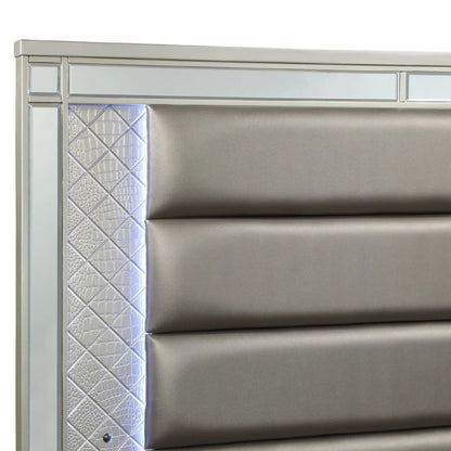 Modern Panel Bed With Tufted Design and Lighting