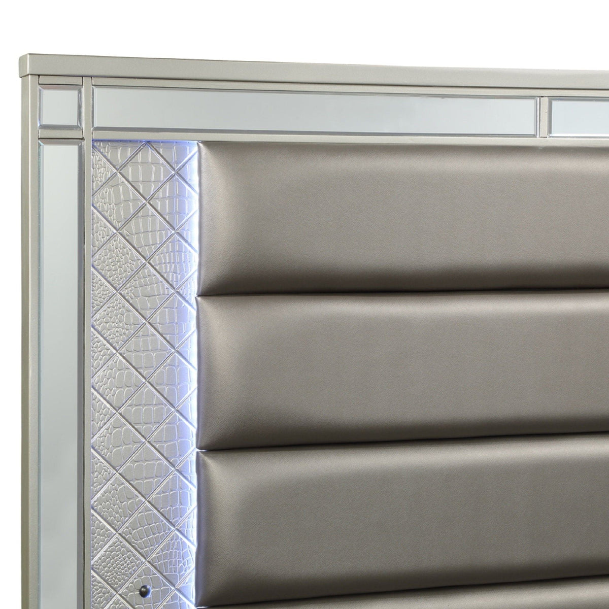 Modern Panel Bed with a Tufted Design and Led