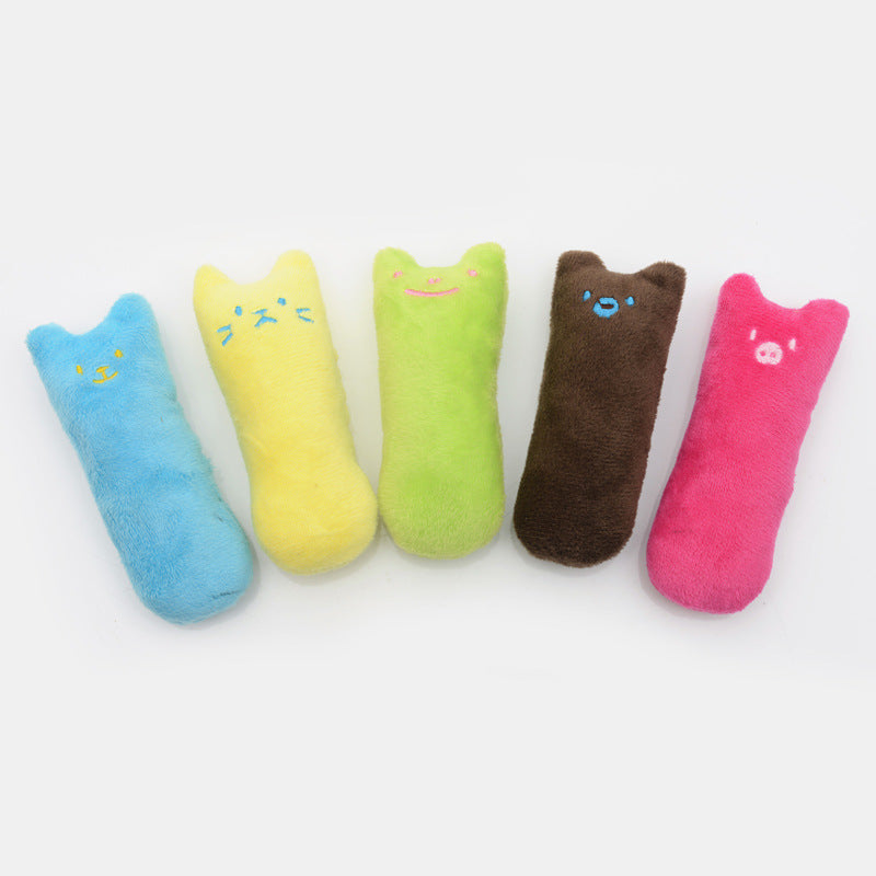 Plush catnip toy set of 5 claw-shaped cat toys in blue yellow green brown pink on Tampa Home & Garden Store