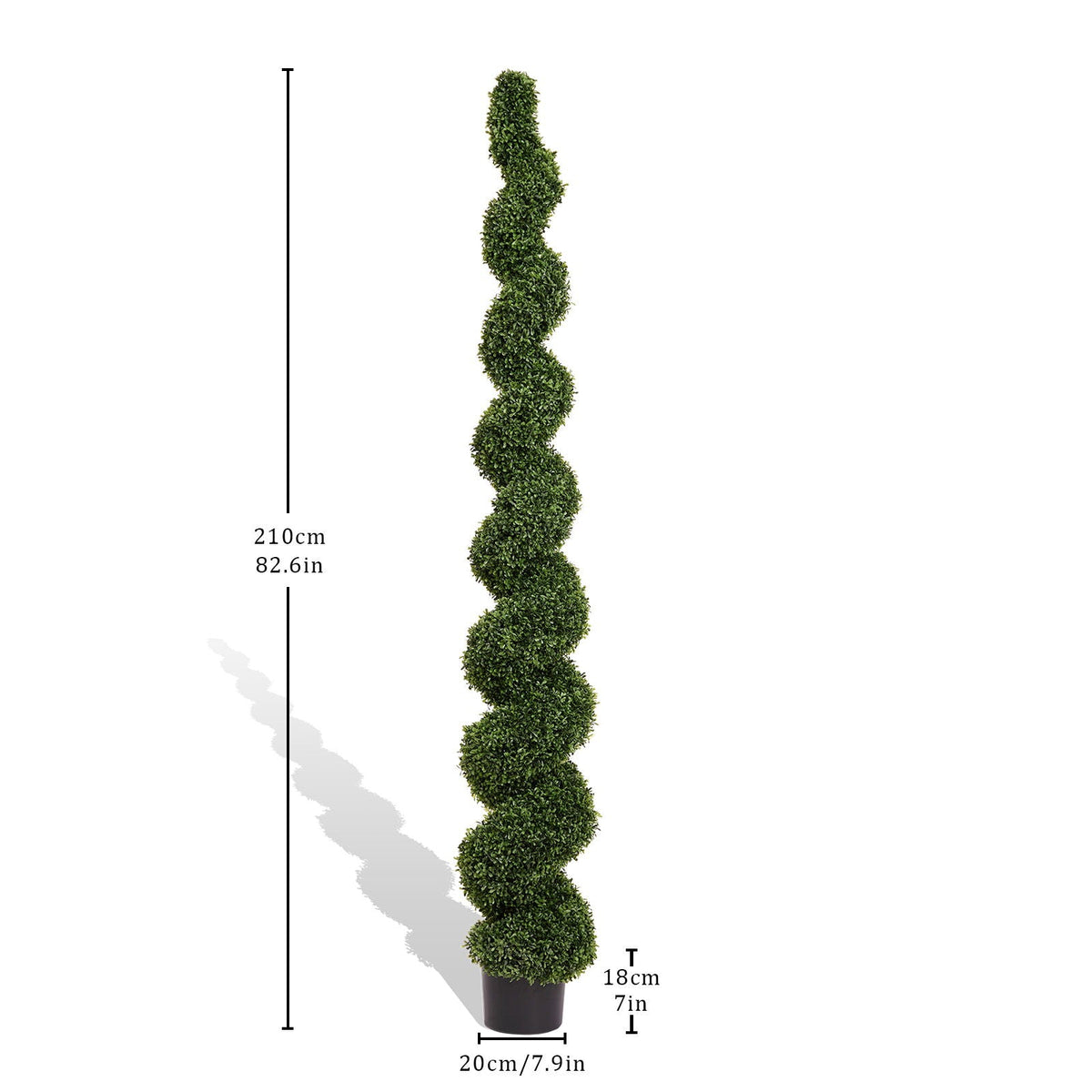 Artificial outdoor UV-resistant boxwood topiary spiral tree in black pot, HouseOfZazla, green on Tampa Home & Garden Store