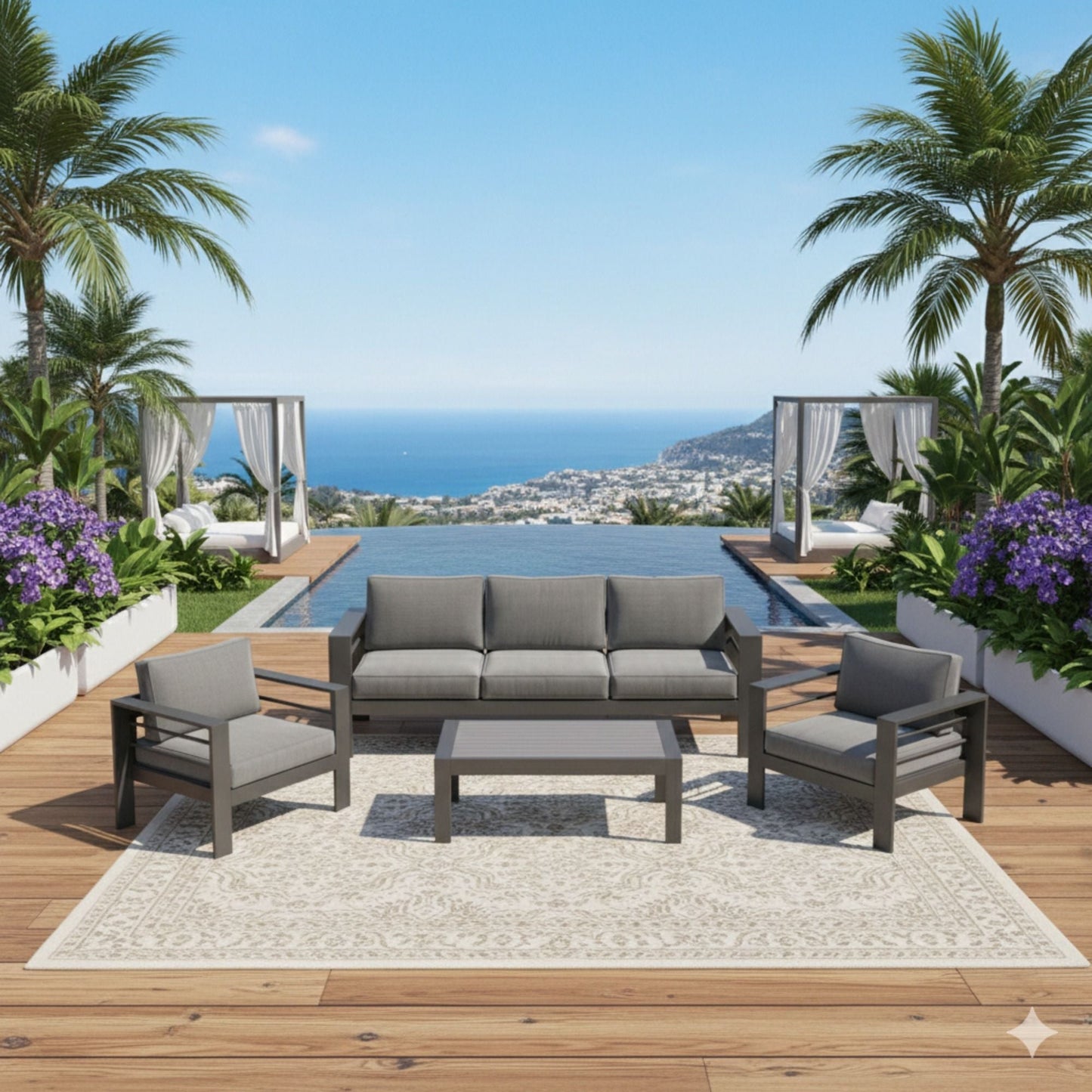All Weather Iron Patio Set and Thick Cushions
