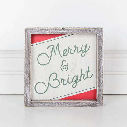 Merry and Bright Wooden Christmas Wall Sign